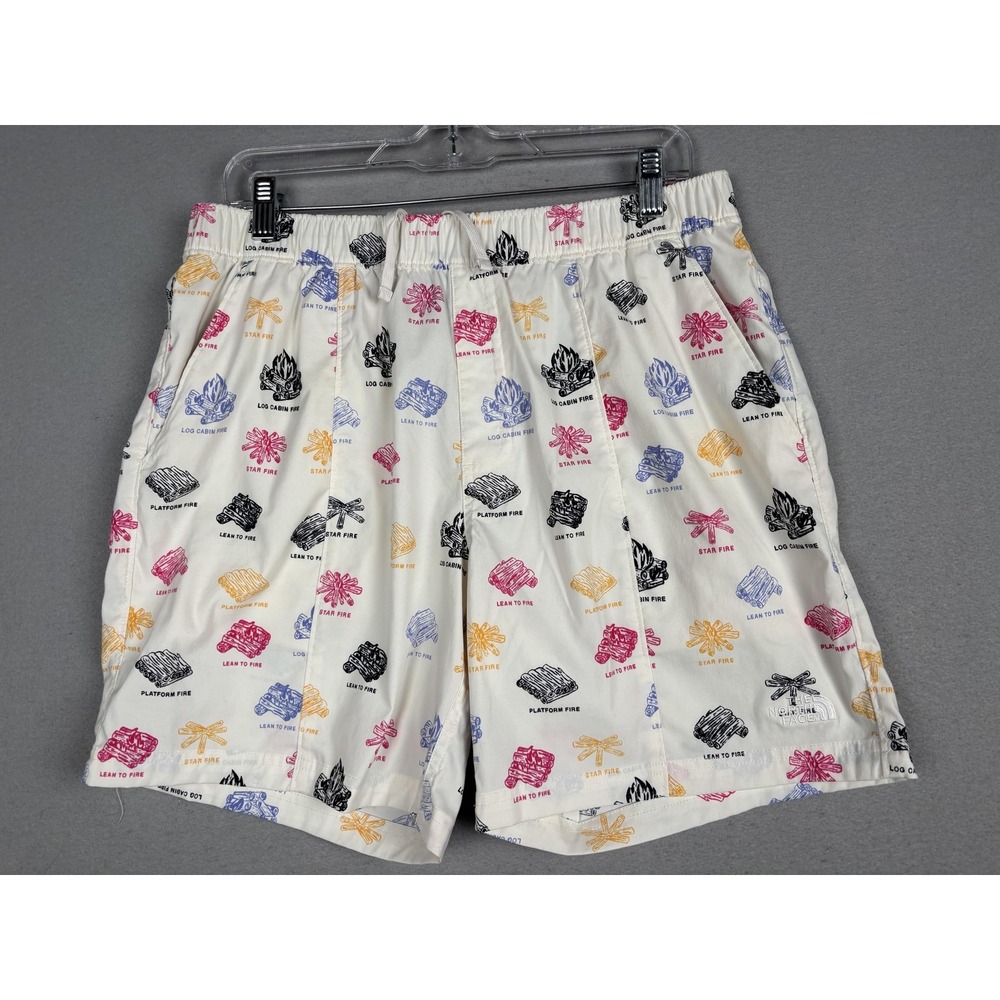 The North Face Swim Trunks Shorts Mens Medium White Campfire Print Camping Beach